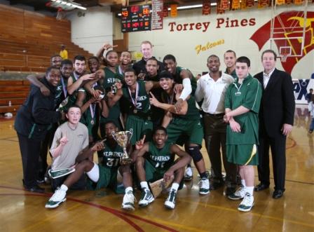 St. Patrick celebrates the MaxPreps Holiday Classic tournament title in San Diego, Calif.
