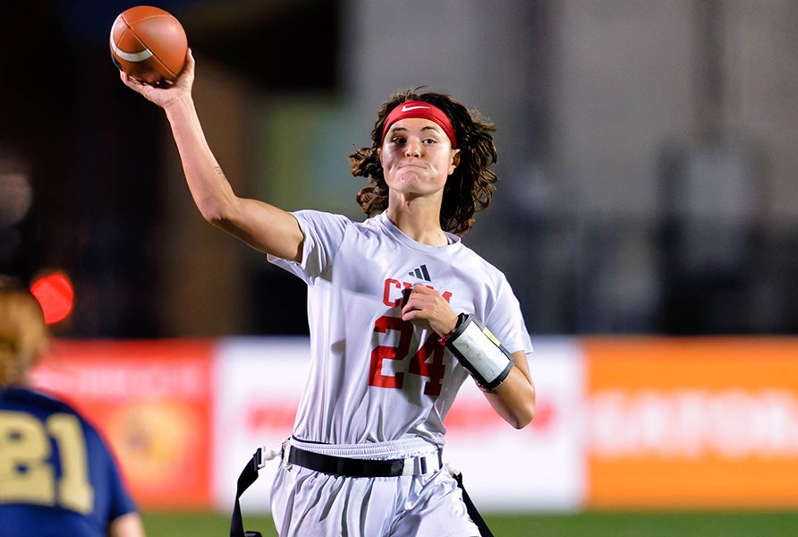 MaxPreps California Flag Football Player of the Year Daisy Throckmorton of McClatchy announced on Instagram that she signed to continue playing the sport at Cal Poly San Luis Obispo. (FILE PHOTO: Luke Pearson)
