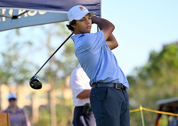 Charlie Woods in action Wednesday at the Mission Resort + Club for the Florida Class 1A golf state championship. (Photo: Mark Fletcher)