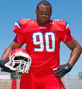 Demarcus Christmas is one of the big pillars onthe stellar Manatee defensive line.