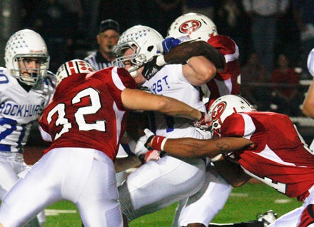 Jared Johnson (32) leads the Jefferson City defense. 