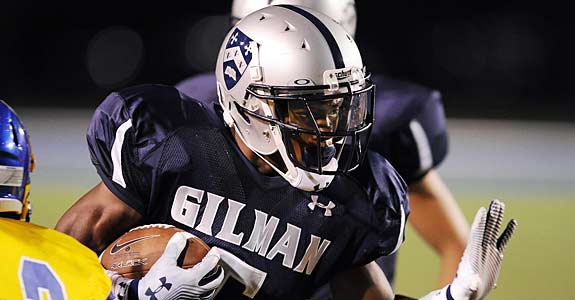Cyrus Jones erupted for four touchdowns to lead Gilman past Oscar Smith.