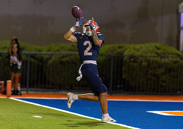 Audric Harris of Bishop Gorman was on the receiving end of this 31-yard touchdown pass from Micah Alejado in the first half. (Photo: Dion Roseberry)