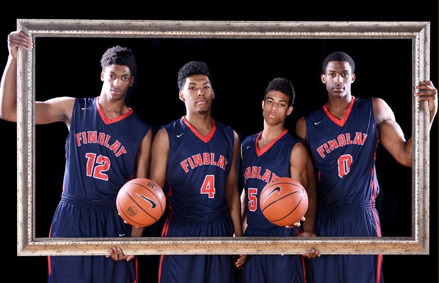 Findlay Prep's Christian Wood (5) looks to pass in a Feb. 27