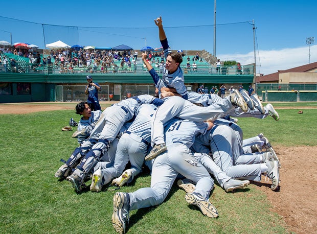 Elk Grove celebrates its third straight baseball section title.