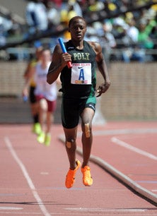 Poly's Myles Andrews brings it home
with a remarkable 1:49.54 split.