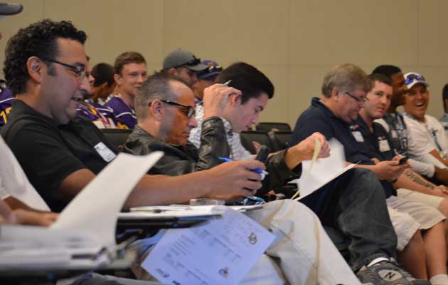 Media members await the start of Media Day.