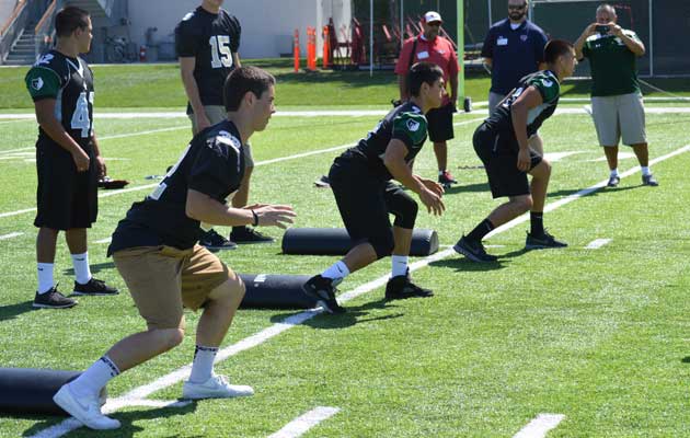 Players go through basic Heads Up Football tackling techniques.