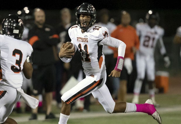 Pittsburg quarterback Jerry Johnson threw his 24th and 25th touchdown pass last week before injuring his ankle in a victory over then 20th-ranked Liberty (Brentwood).