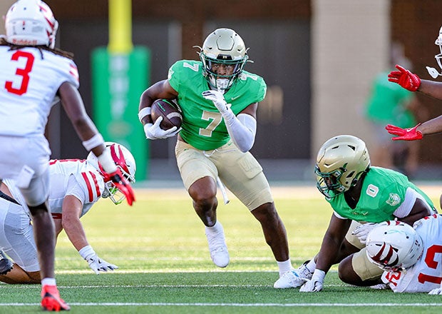 Dylan McCoy helped make No. 13 Buford's home opener in its new $62 million stadium a success. The Wolves knocked off two-time defending state champion Milton 20-13. (PHOTO: Brandon Sumrall)