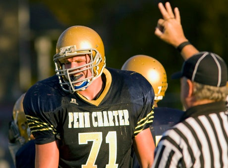 Mike McGlinchey has made the very most of a trying football season. He's sure seen all sides and angles, having played 10 different positions, including quarterback. The Notre Dame bound lineman stands 6-foot-9 and weighs 275 pounds.