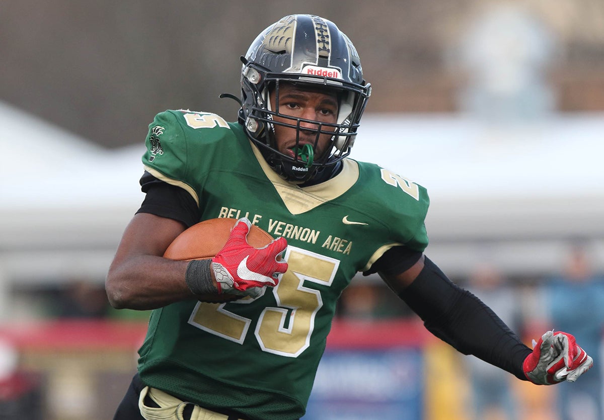 Four-star Quinton Martino led Belle Vernon to a state championship after combing to score 31 total touchdowns by rush, catch, interception and punt return. The No. 47 player in the nation is headed to Penn State. (Photo: Tim Kreider)