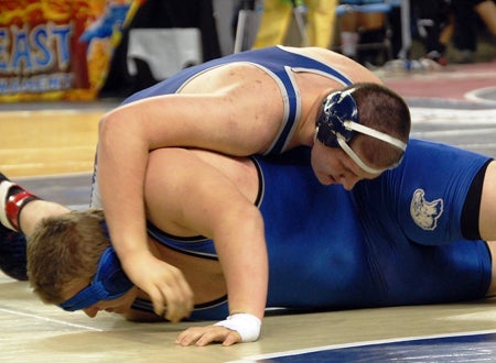 Brooks Black scores a takedown on Brandon Lance of Nazareth Area over the weekend at the Beast of the East tournament.