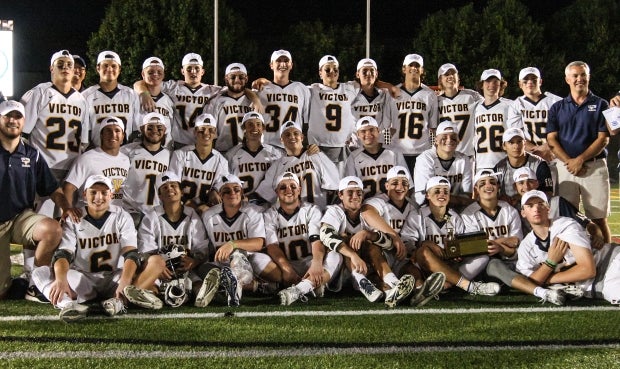 National champ Victor celebrates following a win over Pittsford in the Section 5 Class A final back on June 4.