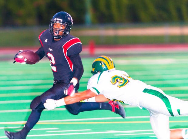 Nevada-bound Ahki Muhammad rushed for 112 yards and two touchdowns and added a key interception in Logan's big 21-18 victory over visiting San Ramon Valley.