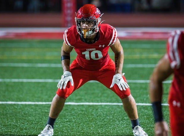 Kahuku linebacker Liona Lefau is the MaxPreps Hawaii Players of the Year after leading the Red Raiders to a 12-2 season and the Open Division title. (Photo: Brian Bautista)