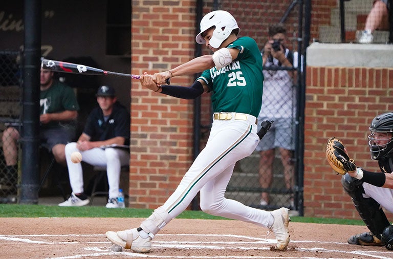 Druw Jones takes a cut during a 2021 game against Tallulah Falls.