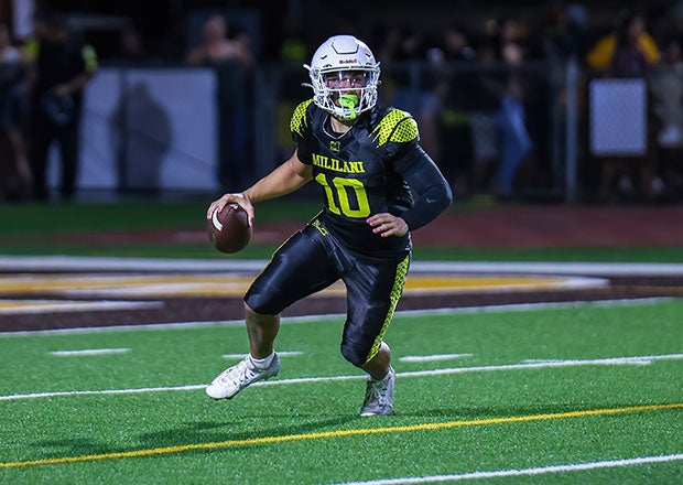 MaxPreps Hawaii Player of the Year Treston McMillan of Mililani threw and ran for 4,096 yards and 53 touchdowns. (Photo: Brian Bautista)