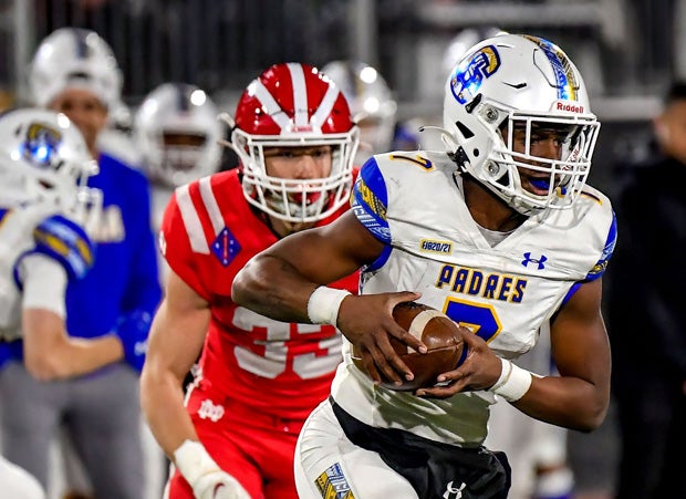 Serra quarterback Dominique Lampkin was chased most of the first half.