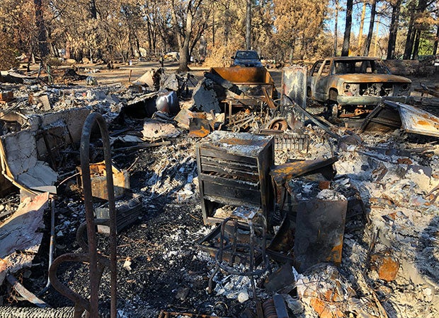 The remains of the Stearns-Nixon household following the fire. 