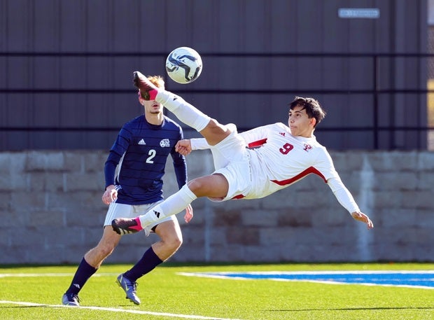 A Progreso player attempts a bicycle kick during a match against Carrollton Ranchview in the Sulphur Springs Elite 4A Soccer Tournament. (Photo: Robbie Rakestraw)