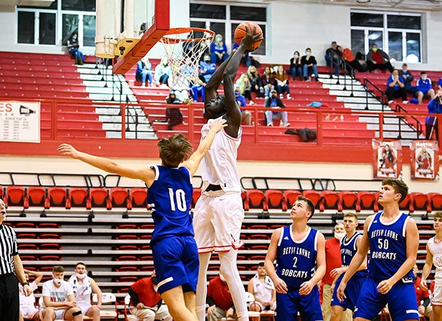 Bol prepares to dunk over a Betsy Layne defender.