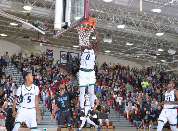 Elizjah Scott throws down a dunk in December at the Rancho Mirage Holiday Classic.