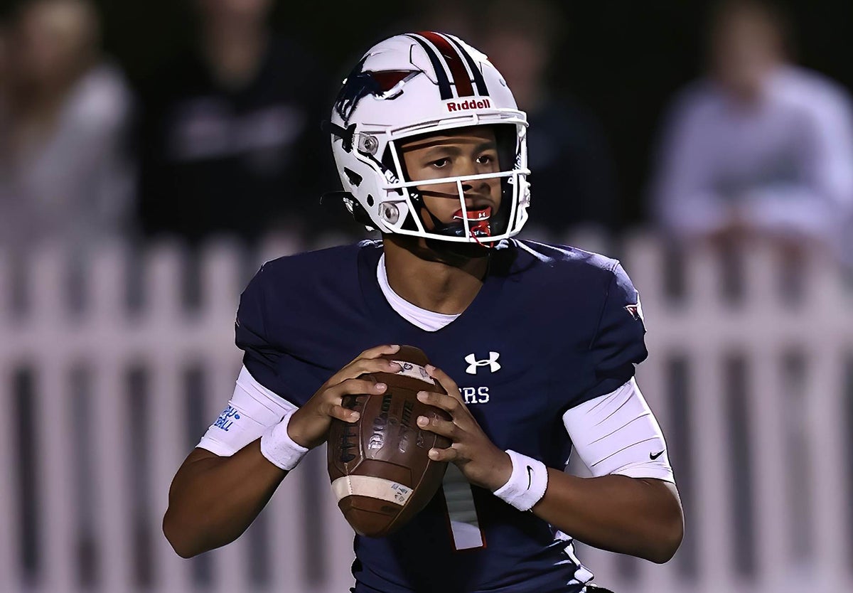 Four-star quarterback Jadyn Davis led Providence Day to a state championship crown after throwing for 3,4525 yards and 43 touchdowns in 2022. The No. 7 rated quarterback in the country is headed to Michigan. (Photo: Tom Masters)