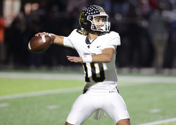 Freshman Julian Lewis threw a pair of touchdown passes Friday night to lead Carrollton past Colquitt County and into Georgia's Class AAAAAAA state championship game. (Photo: Cory Jones)