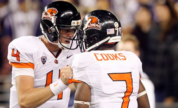 Sean Mannion and Brandin Cooks have hooked up 76 times for 1,176 yards and 12 touchdowns this season. They are the national leaders in passing yards and receiving yards, respectively. They also lead the country in passing touchdowns and receiving touchdowns.
