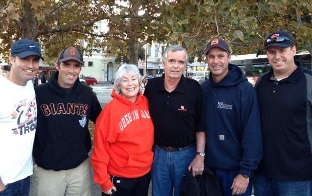 John Mannion's immediate family (left to right): Brothers Jim and Tom, mother Peggy, father Jim, John and brother Mike.
