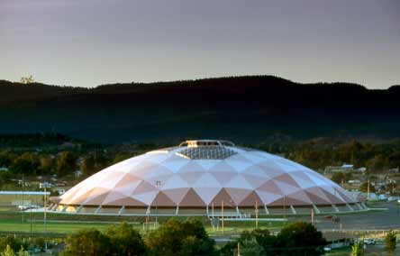 The Round Valley Ensphere is the first indoor high school football venue in America, at an elevation of more than 7,000 feet in eastern Arizona.