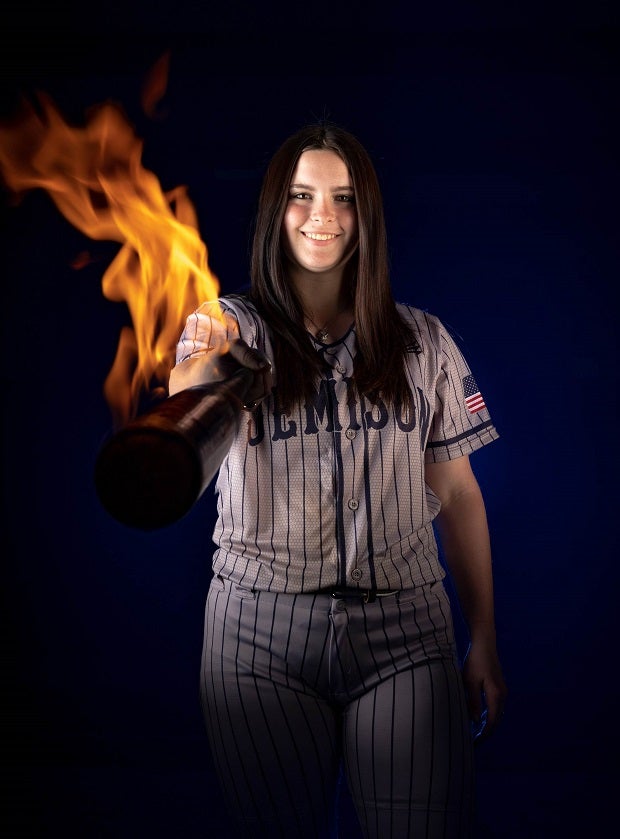 Kinsley Martin of the Jemison Panthers varsity softball Team is on fire during this photo shoot. (Photo: Brandon Sumrall)