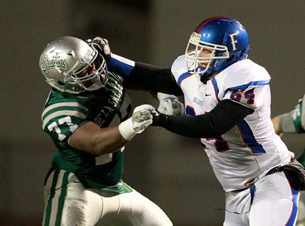 Kahlil McKenzie (left), while starring at De La Salle last season versus Folsom.