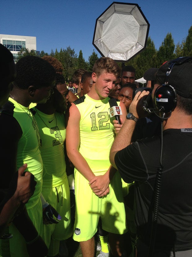 Elite 11 MVP Blake Barnett gets interviewed.