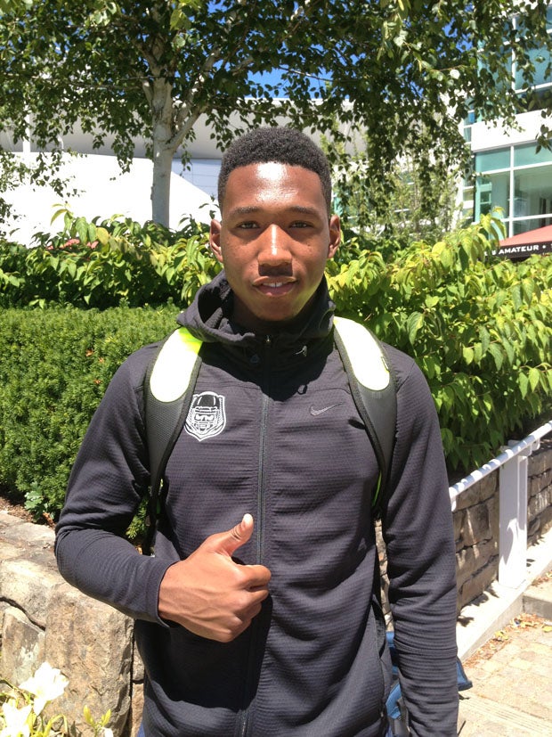 Texas A&M commit Damarkus Lodge of Cedar Hill (Texas) poses.