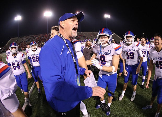 Kris Richardson on the sideline seconds following his team's emotional win over Cathedral Catholic.