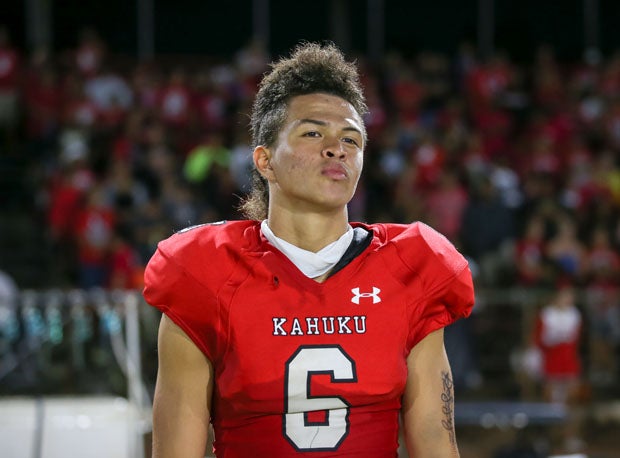Kahuku sophomore quarterback Sol-Jay Maiava before Friday's game.