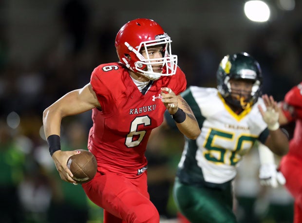 Kahuku sophomore quarterback Sol-Jay Maiava rushed for a first-half touchdown.