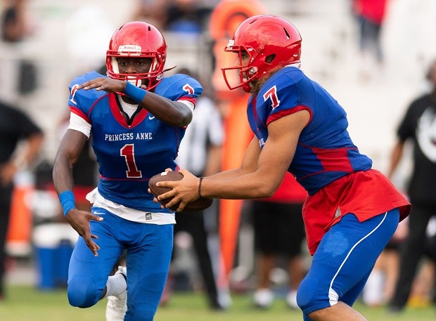 Princess Anne football player Tony Grimes (1) received an offer to play for Virginia Teach while in eighth grade. Now a sophomore, Grimes has landed many more FBS offers with two years still to play in high school.