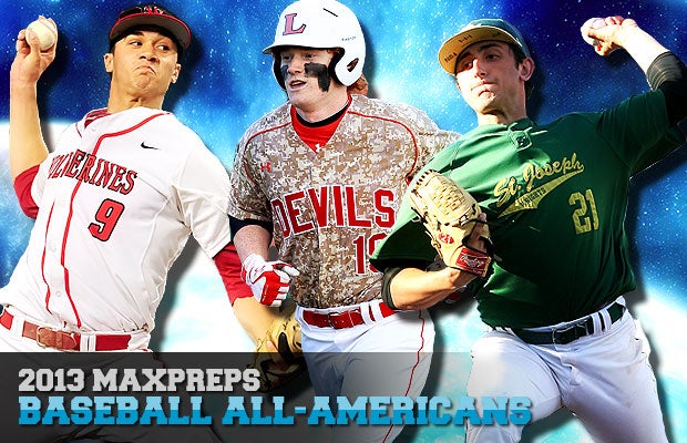 (Left to right) Harvard-Westlake's Jack Flaherty, Loganville's Clint Frazier and St. Joseph Regional's Rob Kaminsky lead the 2013 MaxPreps All-American Baseball Team. 