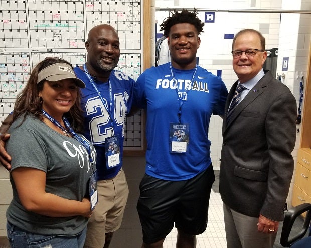 One of Monk's goals was to play Division I football and verbally committed to Duke in September. His father also played football at Duke as a running back.
