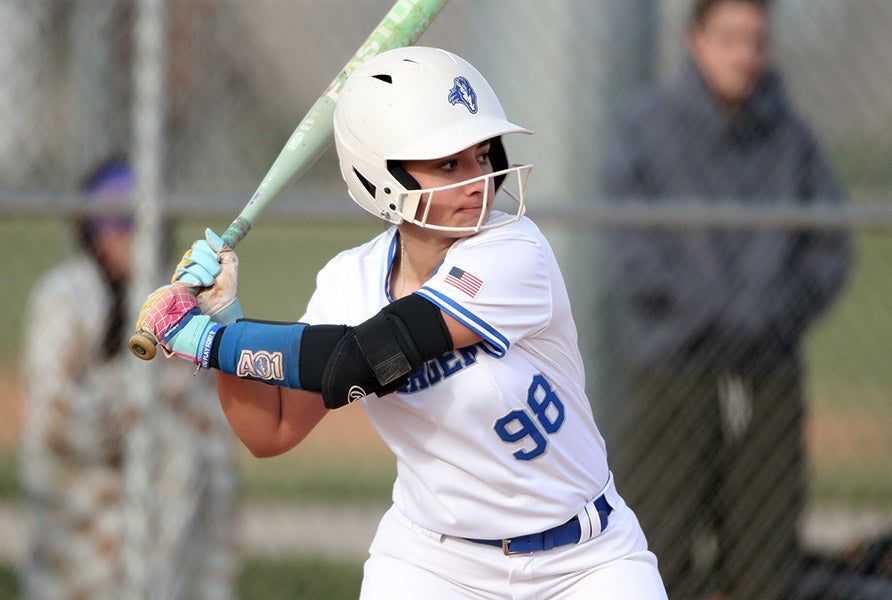 Addy Herrera at the plate during a win over Emmett in March. (PHOTO: Julian Jenkins)