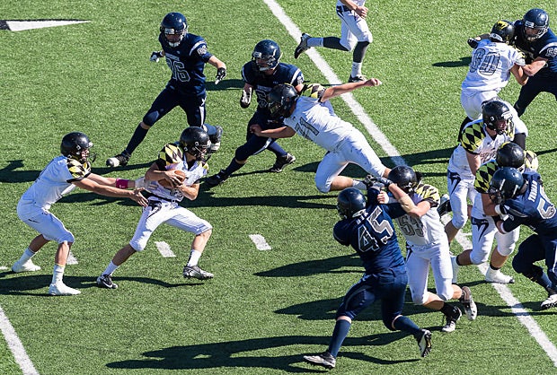 An aerial shot of the action between Duchesne (Utah) and Diamond Ranch Academy (Hurricane, Utah).