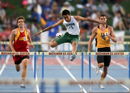 Damien senior Jarrett Gonzales won the 300 hurdles in a time of 37.30.