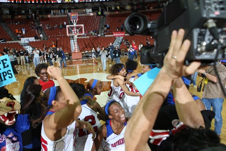 The moment of truth — moments after the final buzzer of Duncanville's 5A state championship win over Steele.