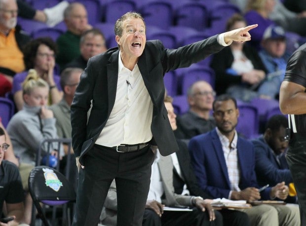 Kevin Boyle encourages his team from the sideline during the 2019 City of Palms Classic.