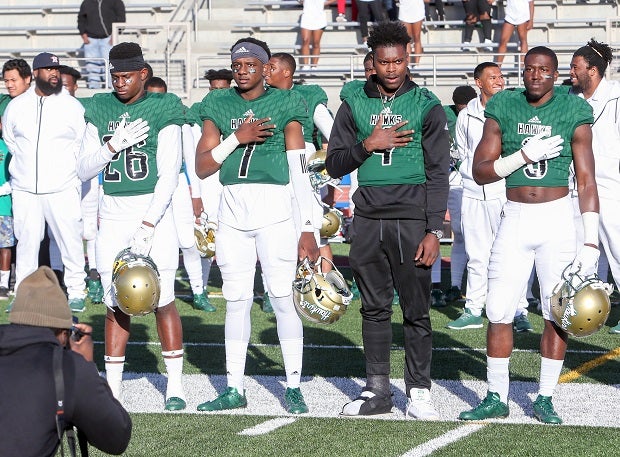 Joseph Lewis (No. 4) was unable to play in Hawkins' game against Los Angeles due to an ankle injury.
