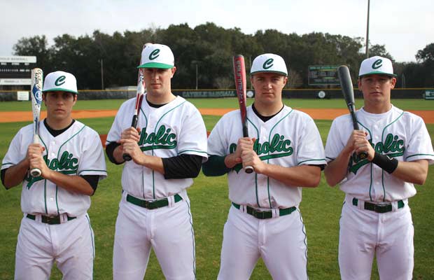 Head coach Richard LaBounty has seven starters returning from last year's 4A state championship team that finished 27-3 overall. Among those returning players are (left to right): Drew LaBounty, Tanner Halstead, Avery Geyer and Jon Jon Burkett.