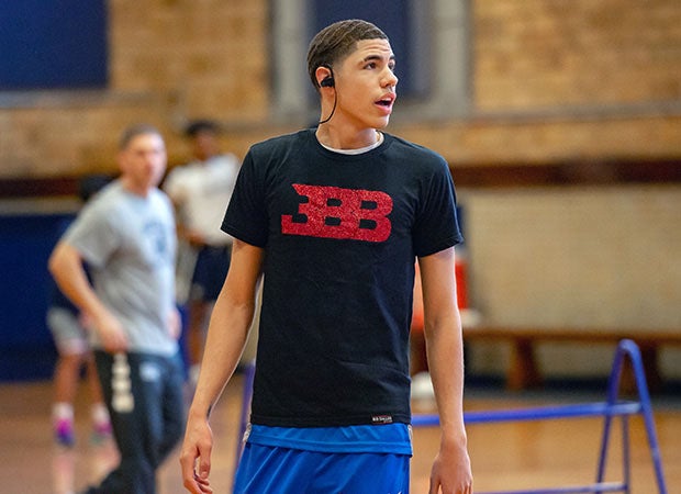 SPIRE Institue senior LaMelo Ball during warm-ups of Saturday's 96-84 win at Hill School. 